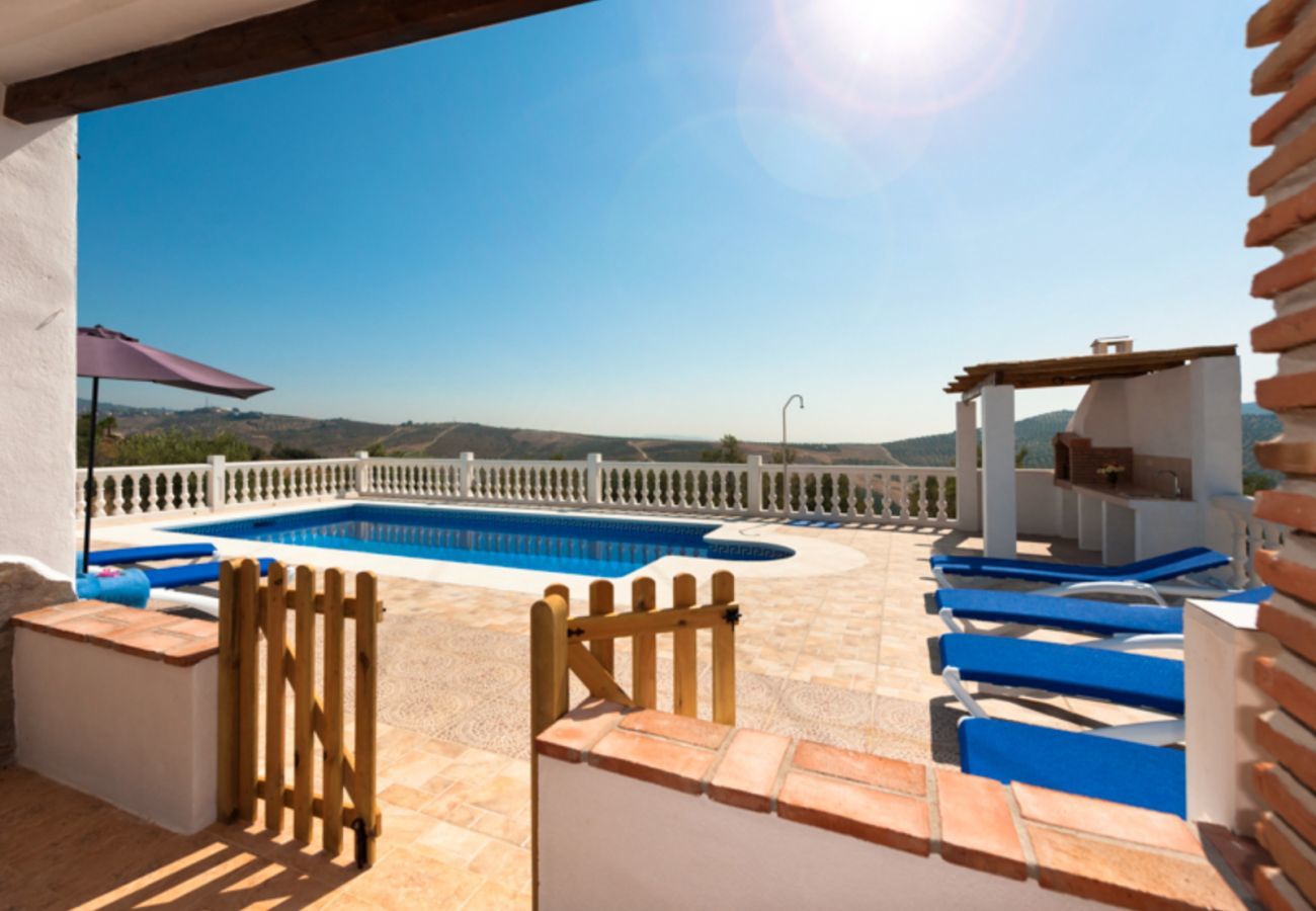 Beautiful villa with fenced private pool and panoramic views. Surrounded by olive trees. Childfriendly. 