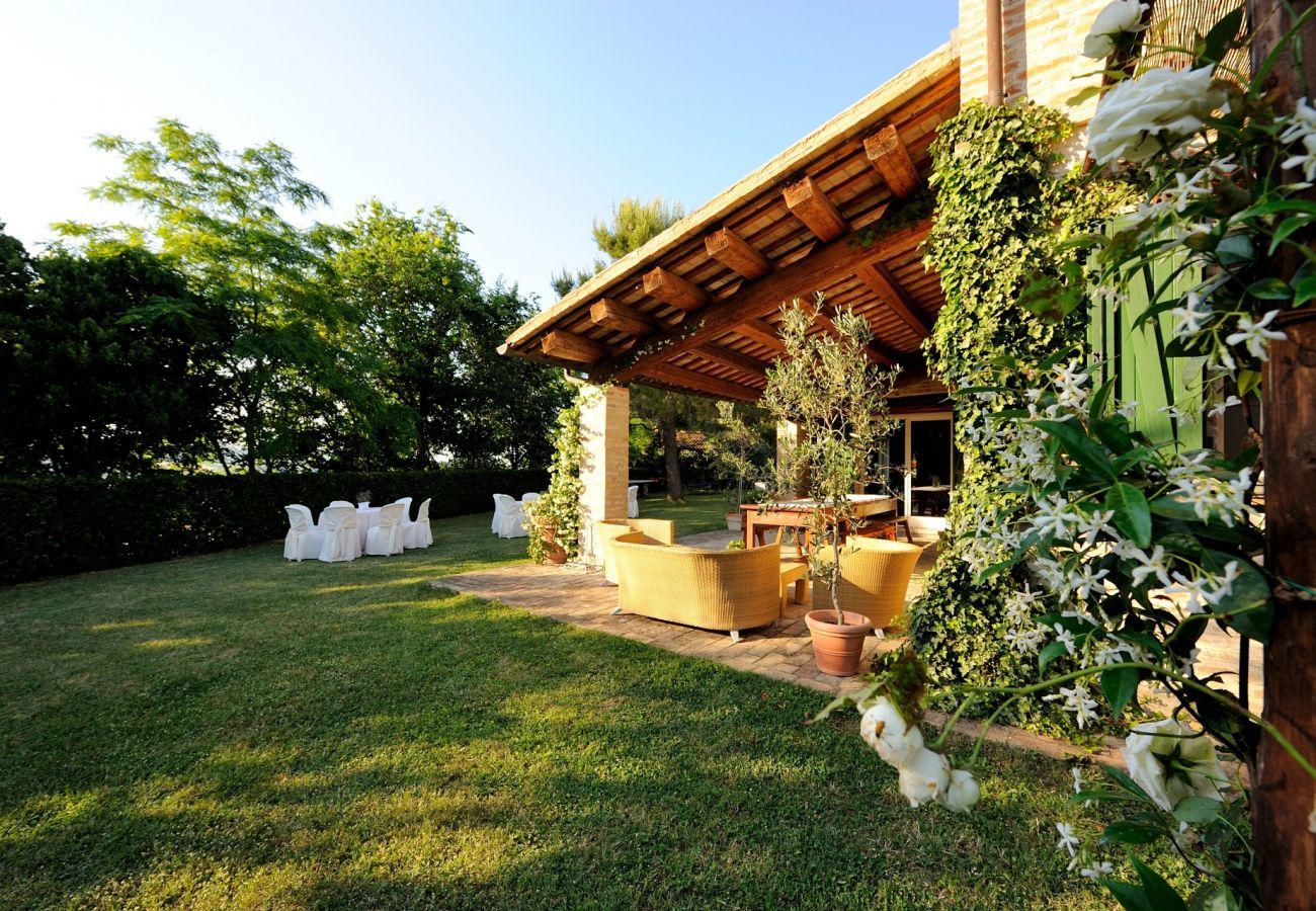 Antico Casolare is an unique villa with private pool and vineyard in Le Marche, Italy. Ideal for large groups!