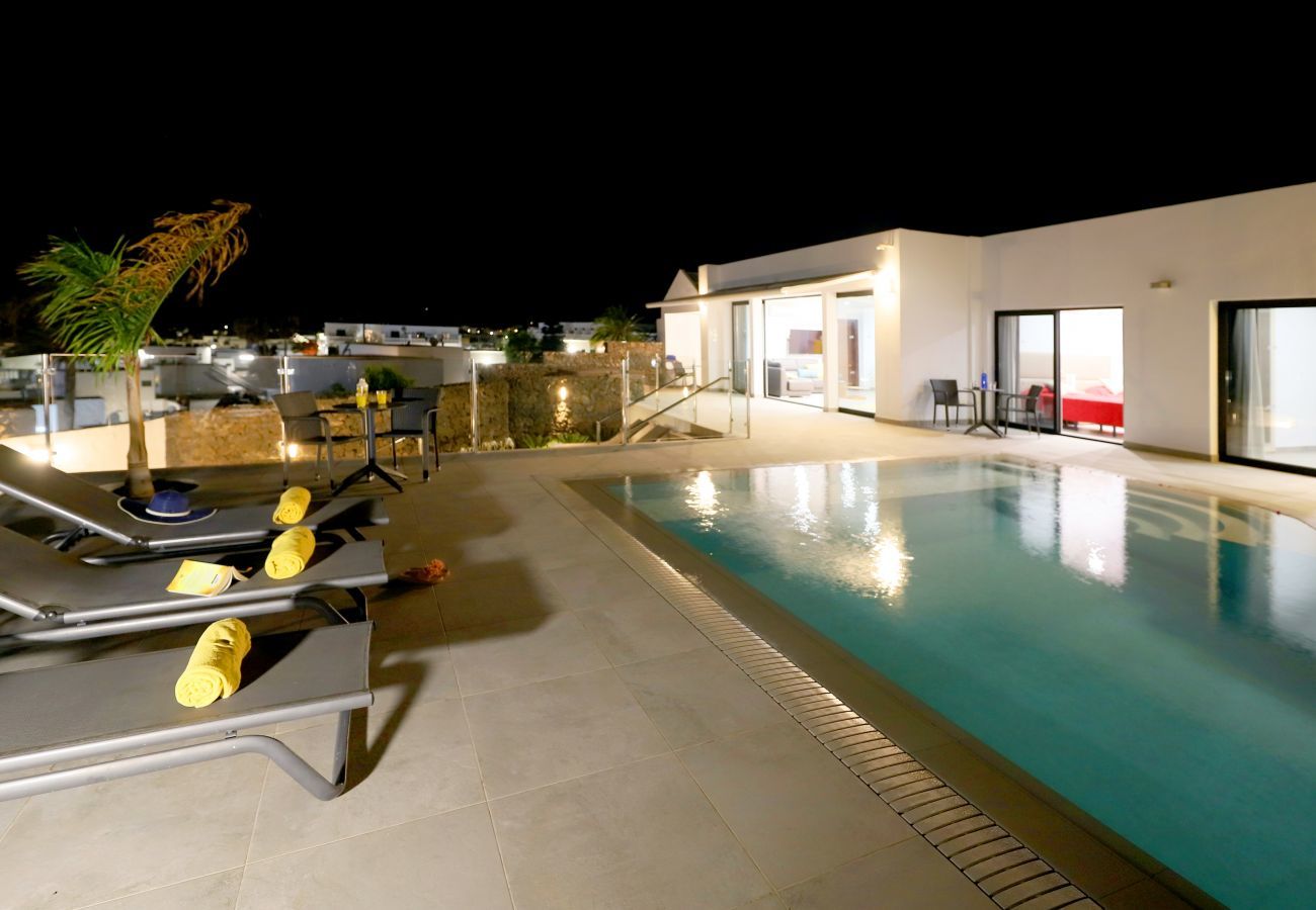 Villa June is luxurious holiday villa with heated private pool and sea view. Great location in Puerto del Carmen, Lanzarote