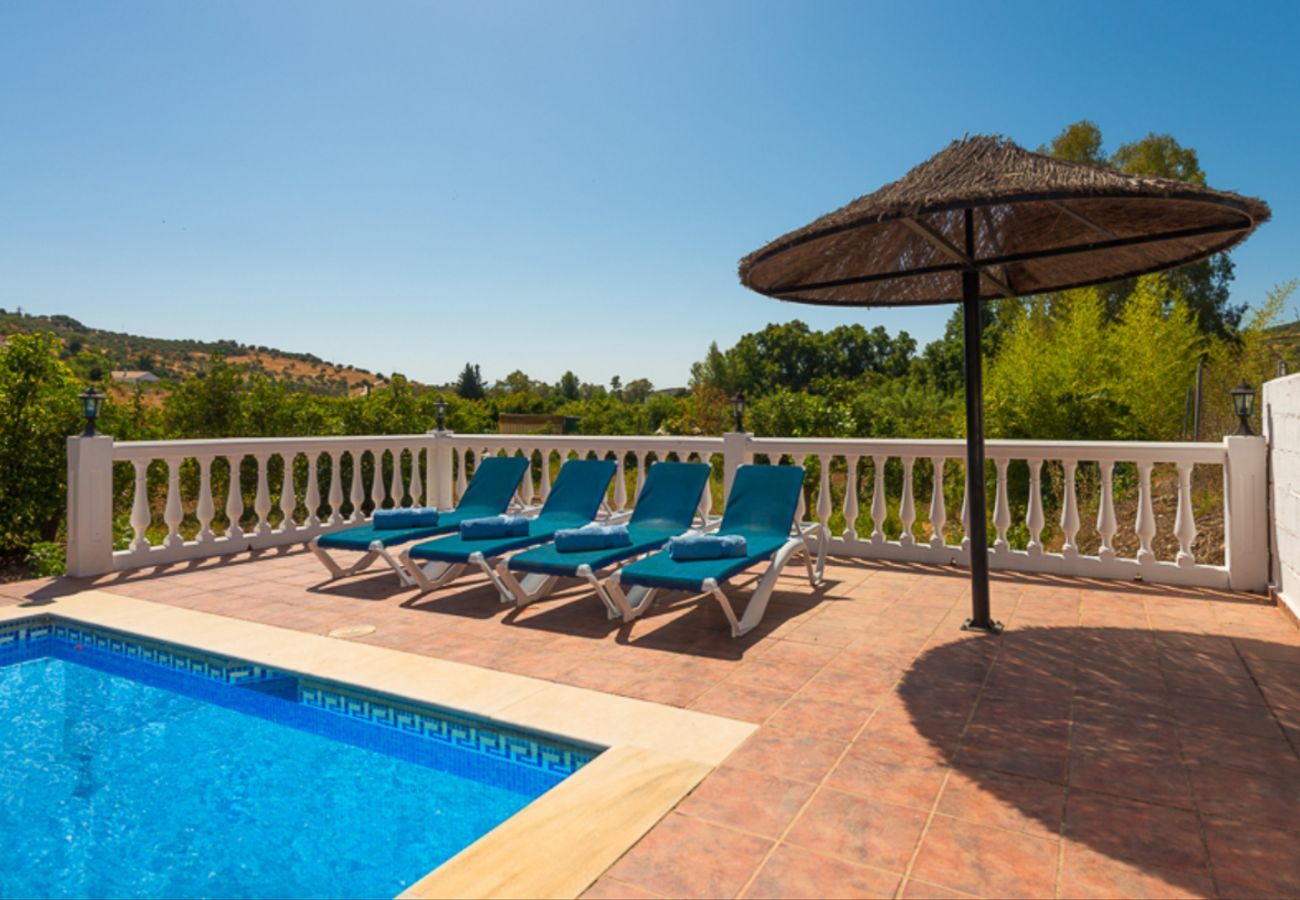 Casita Agua with private pool and fruit trees. On a peaceful location next to the Rio Grande in Alozaina, Andalusië