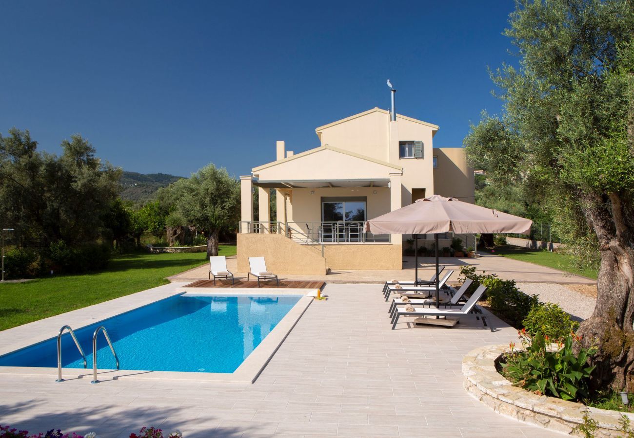 Villa Elionas is a modern, child-friendly holiday villa with olive garden and private pool in Lefkada City, Lefkada