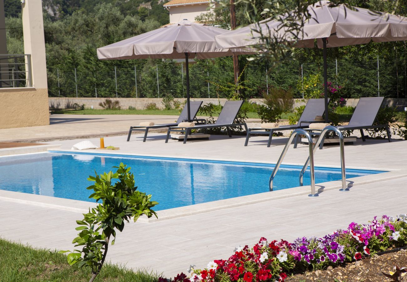 Villa Elionas is a modern, child-friendly holiday villa with olive garden and private pool in Lefkada City, Lefkada