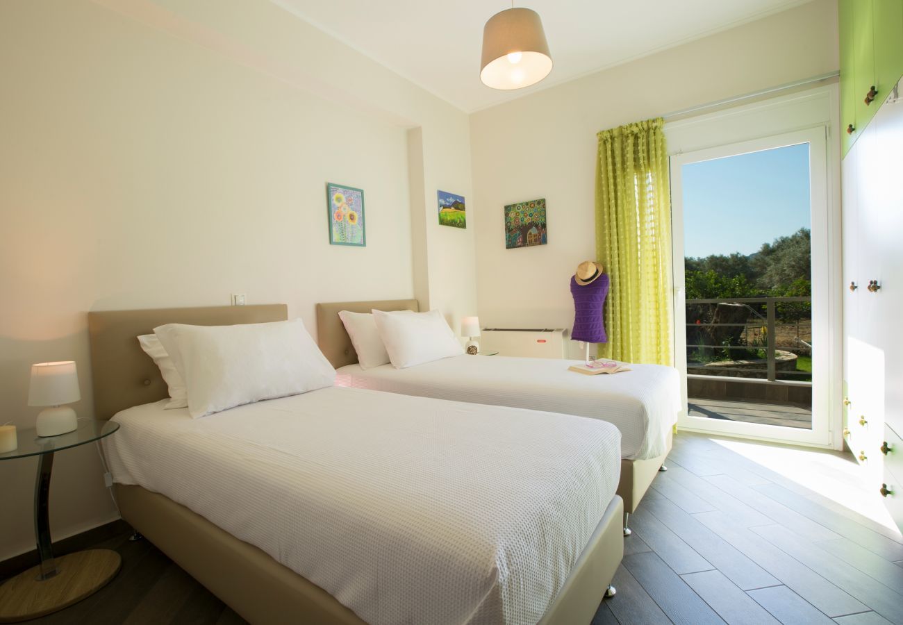 Villa Elionas is a modern, child-friendly holiday villa with olive garden and private pool in Lefkada City, Lefkada