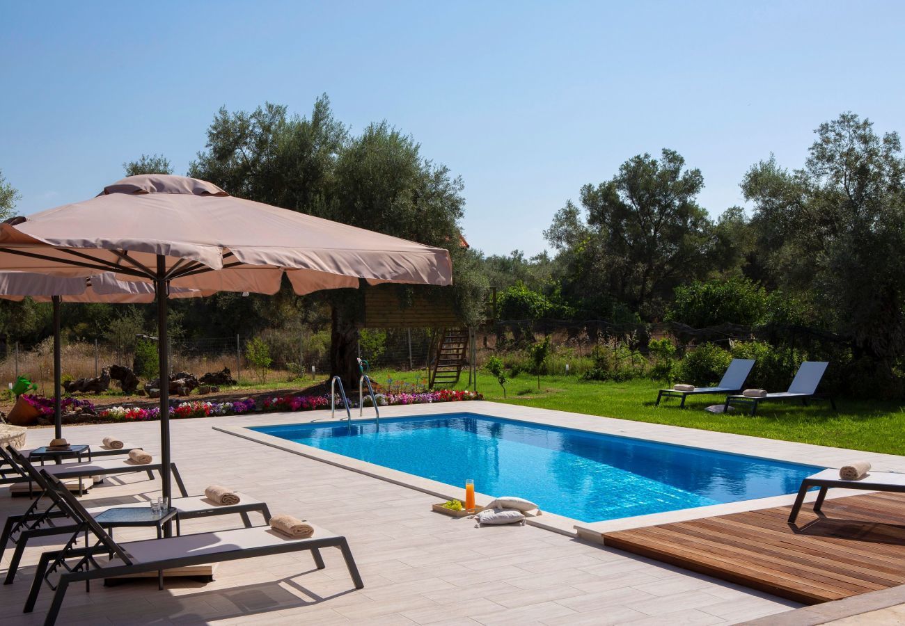 Villa Elionas is a modern, child-friendly holiday villa with olive garden and private pool in Lefkada City, Lefkada