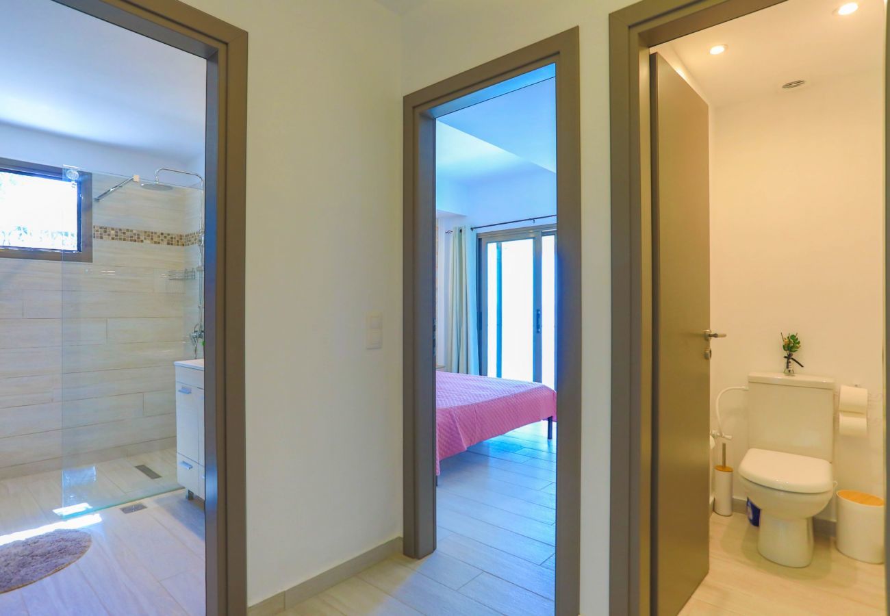 Villa Krouzeri is a detached villa with private pool and panoramic sea view in Agni Bay, Corfu