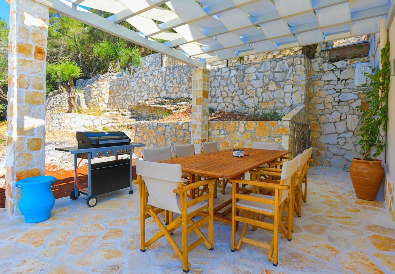 Villa Krouzeri is a detached villa with private pool and panoramic sea view in Agni Bay, Corfu