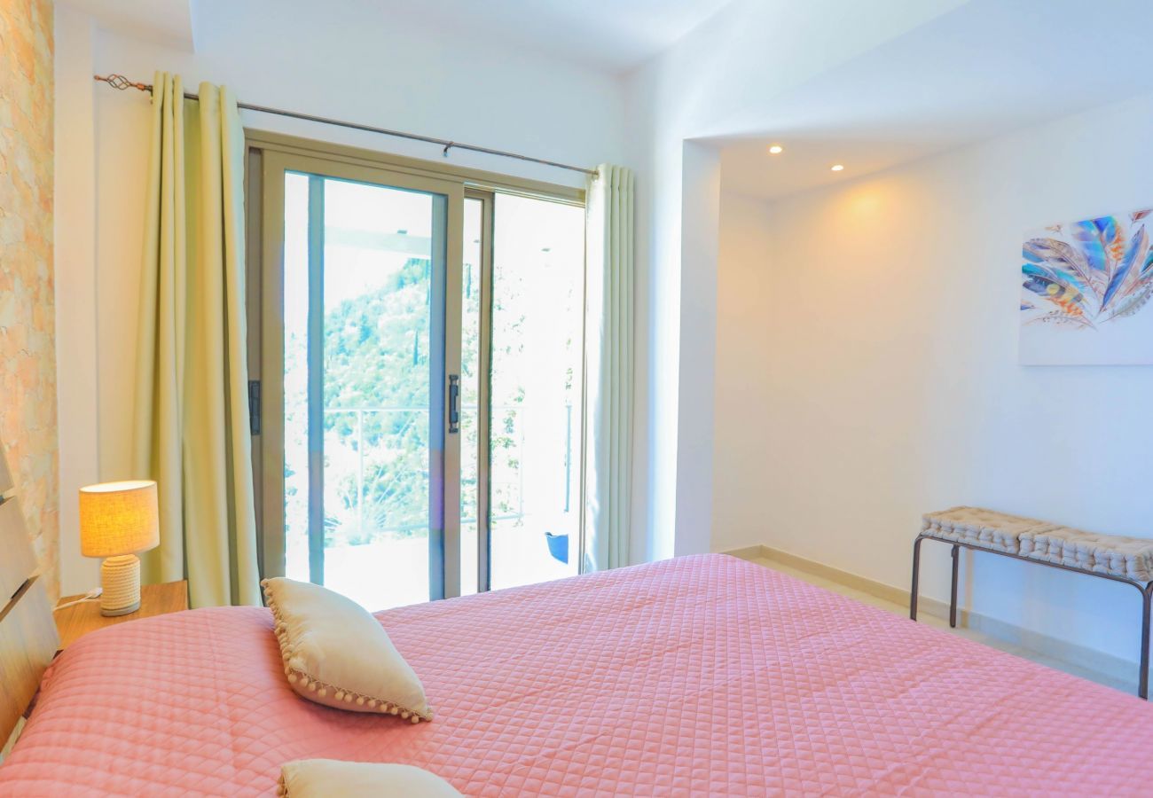 Villa Krouzeri is a detached villa with private pool and panoramic sea view in Agni Bay, Corfu