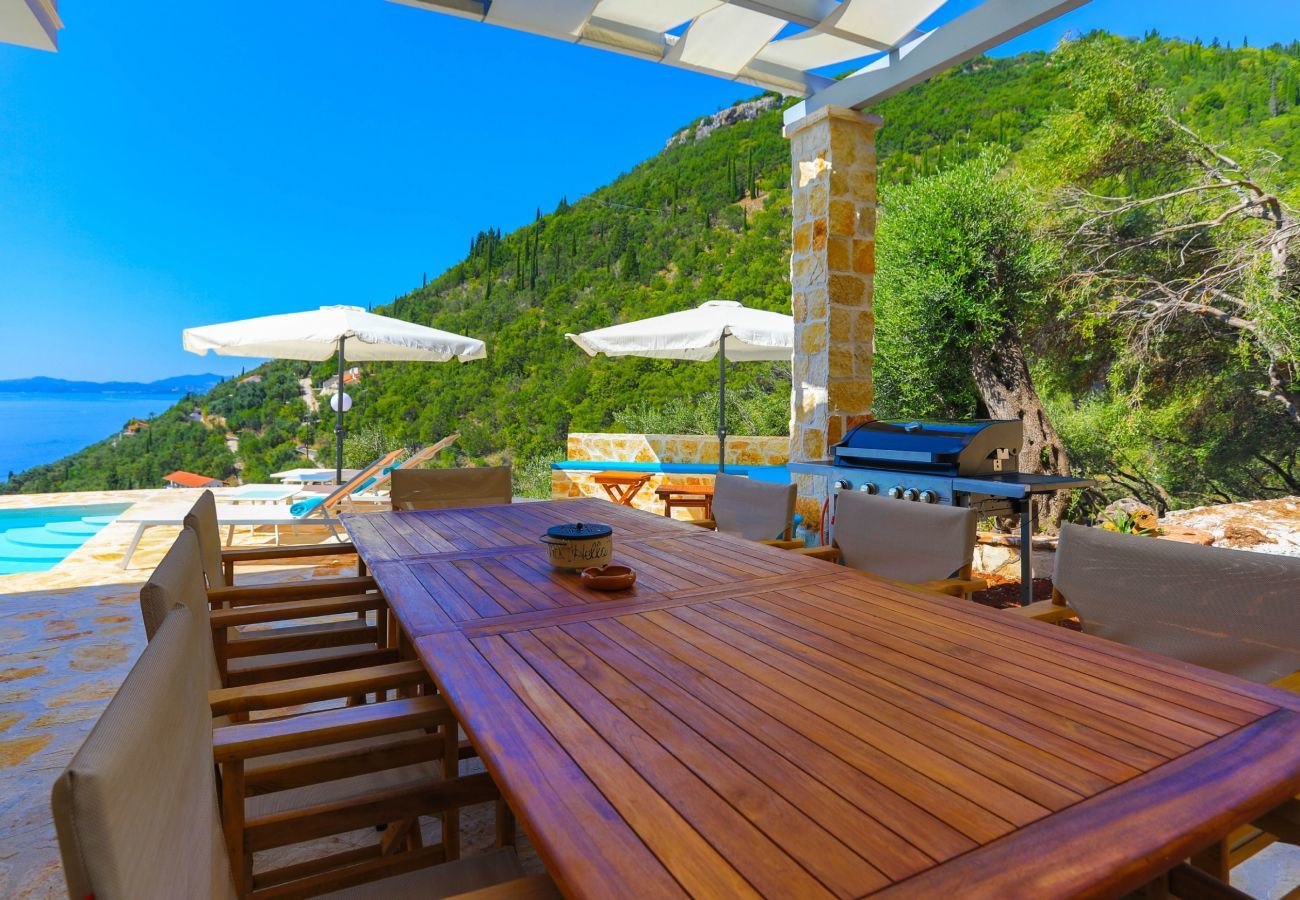 Villa Krouzeri is a detached villa with private pool and panoramic sea view in Agni Bay, Corfu