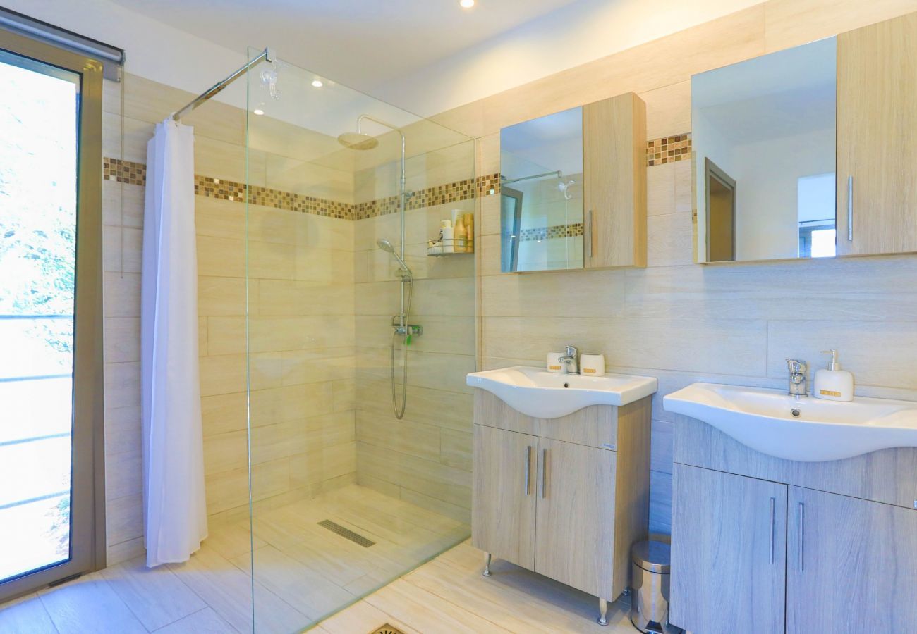 Villa Krouzeri is a detached villa with private pool and panoramic sea view in Agni Bay, Corfu