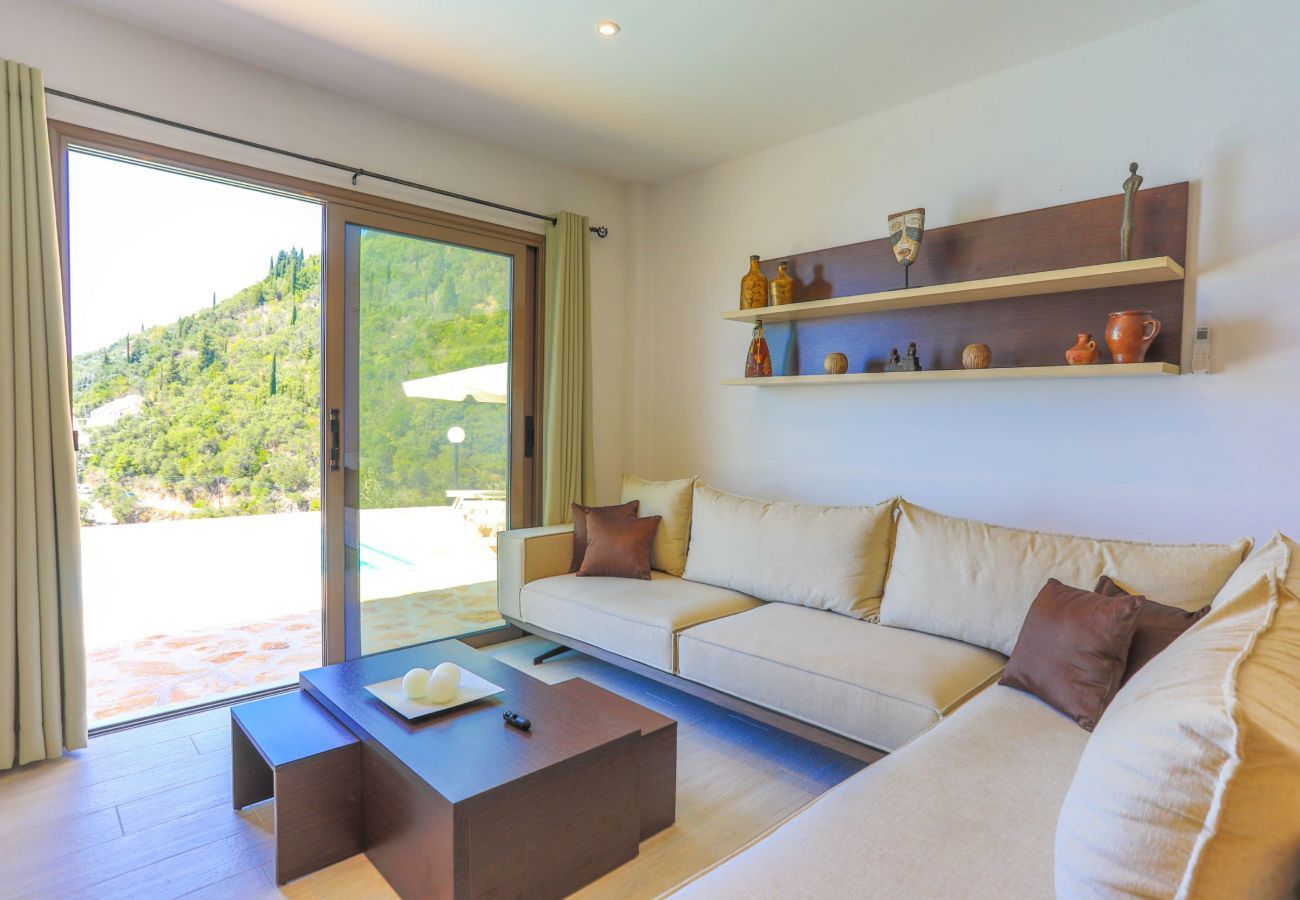 Villa Krouzeri is a detached villa with private pool and panoramic sea view in Agni Bay, Corfu