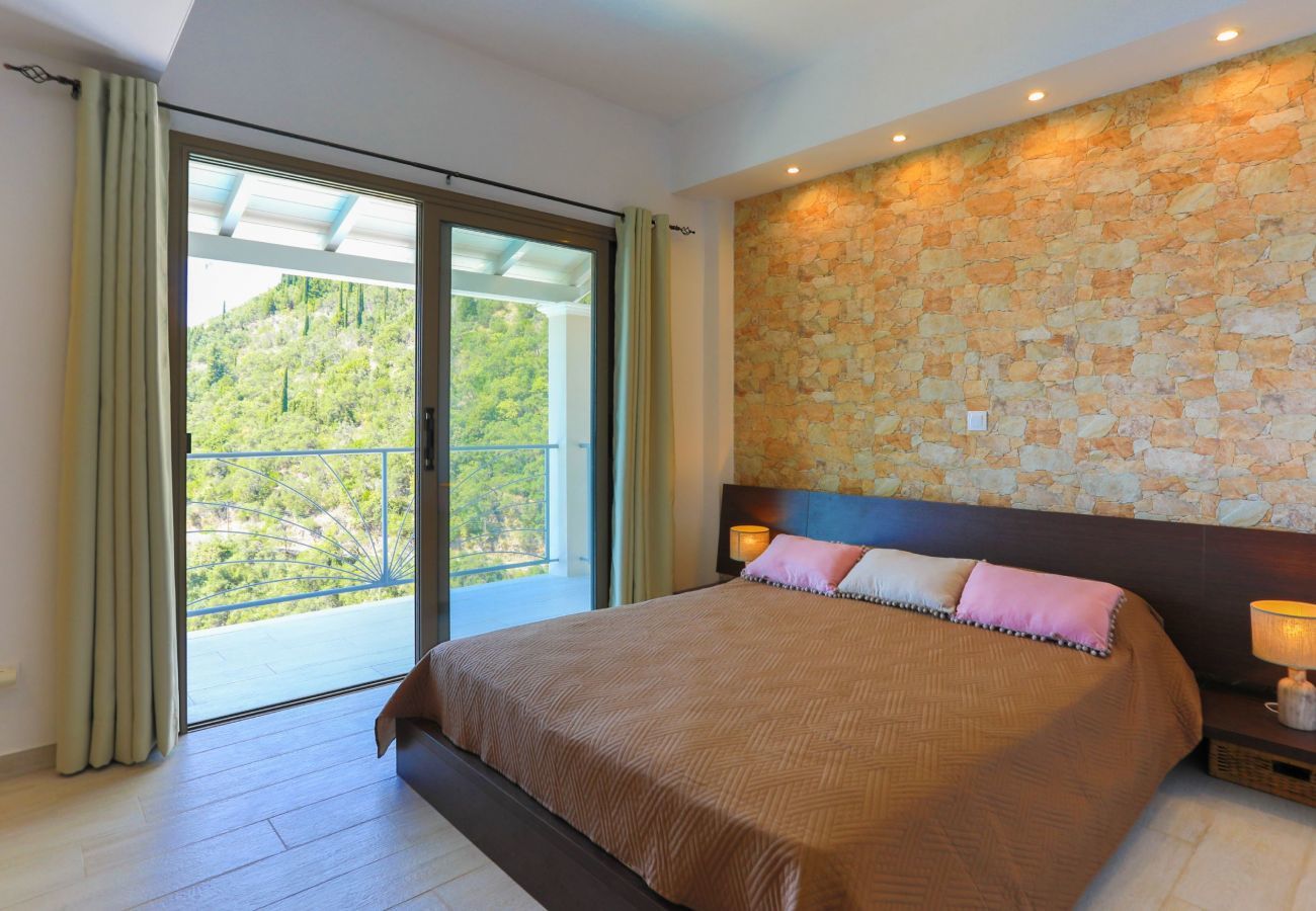 Villa Krouzeri is a detached villa with private pool and panoramic sea view in Agni Bay, Corfu