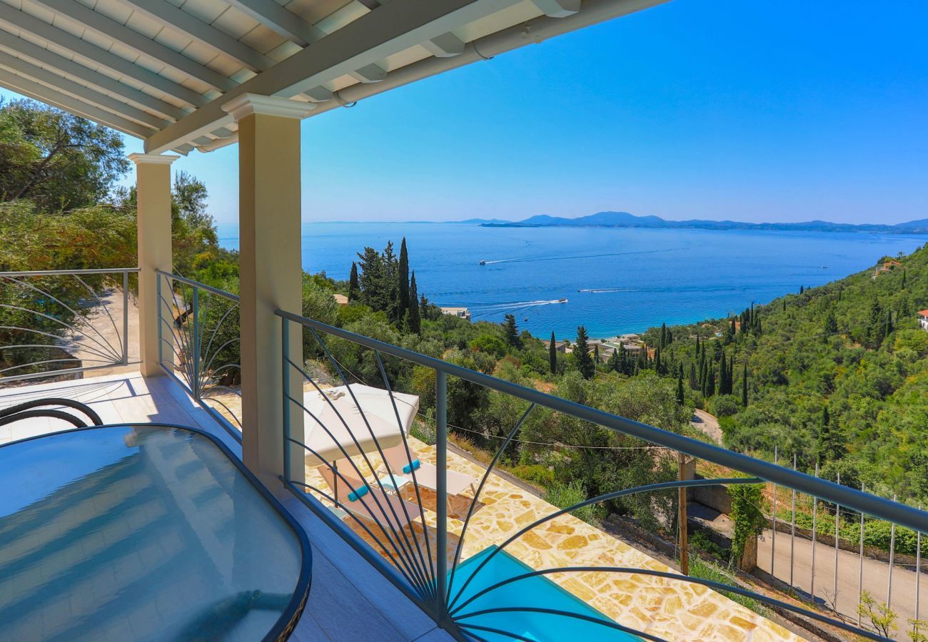 Villa Krouzeri is a detached villa with private pool and panoramic sea view in Agni Bay, Corfu