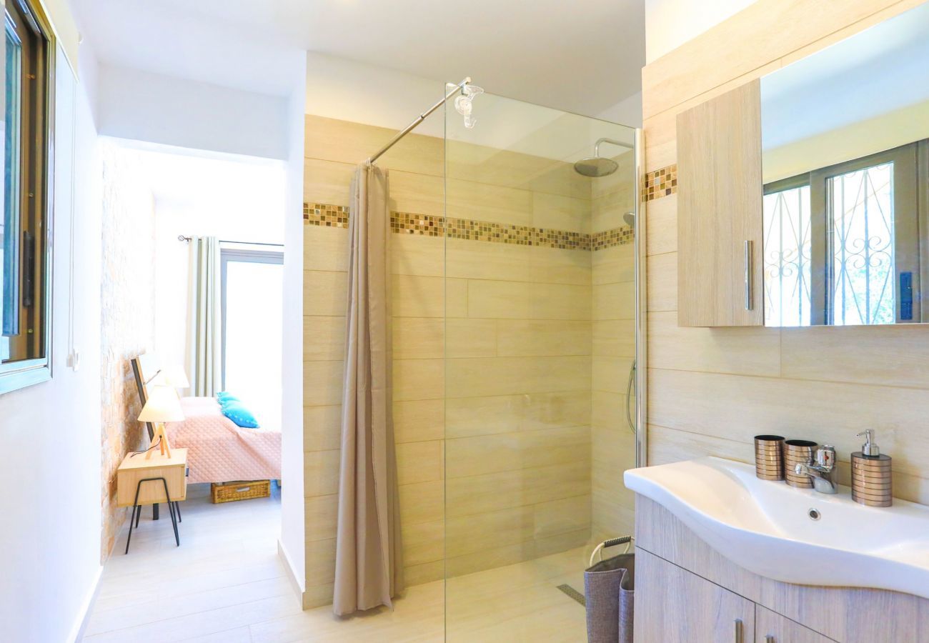 Villa Krouzeri is a detached villa with private pool and panoramic sea view in Agni Bay, Corfu