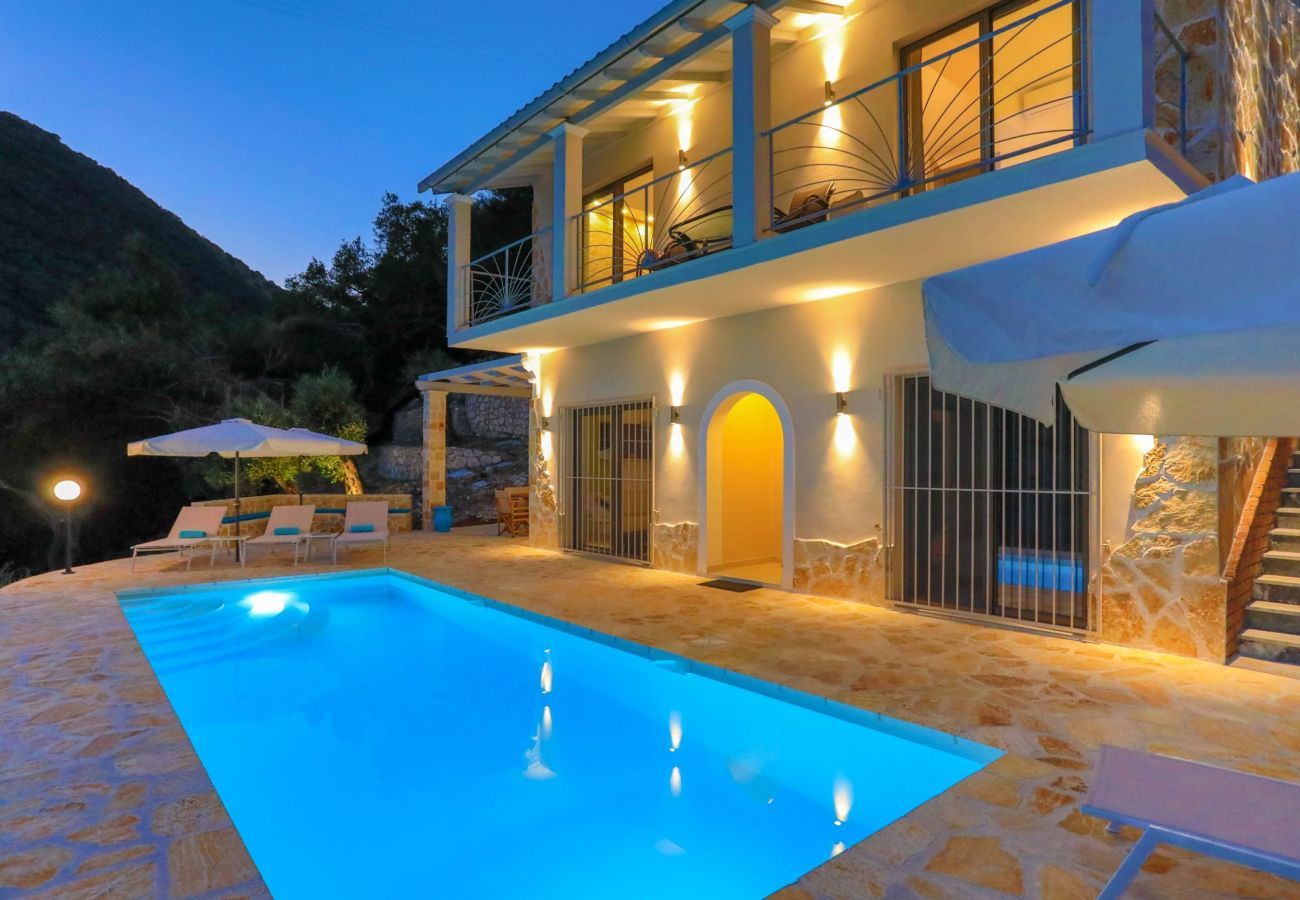 Villa Krouzeri is a detached villa with private pool and panoramic sea view in Agni Bay, Corfu