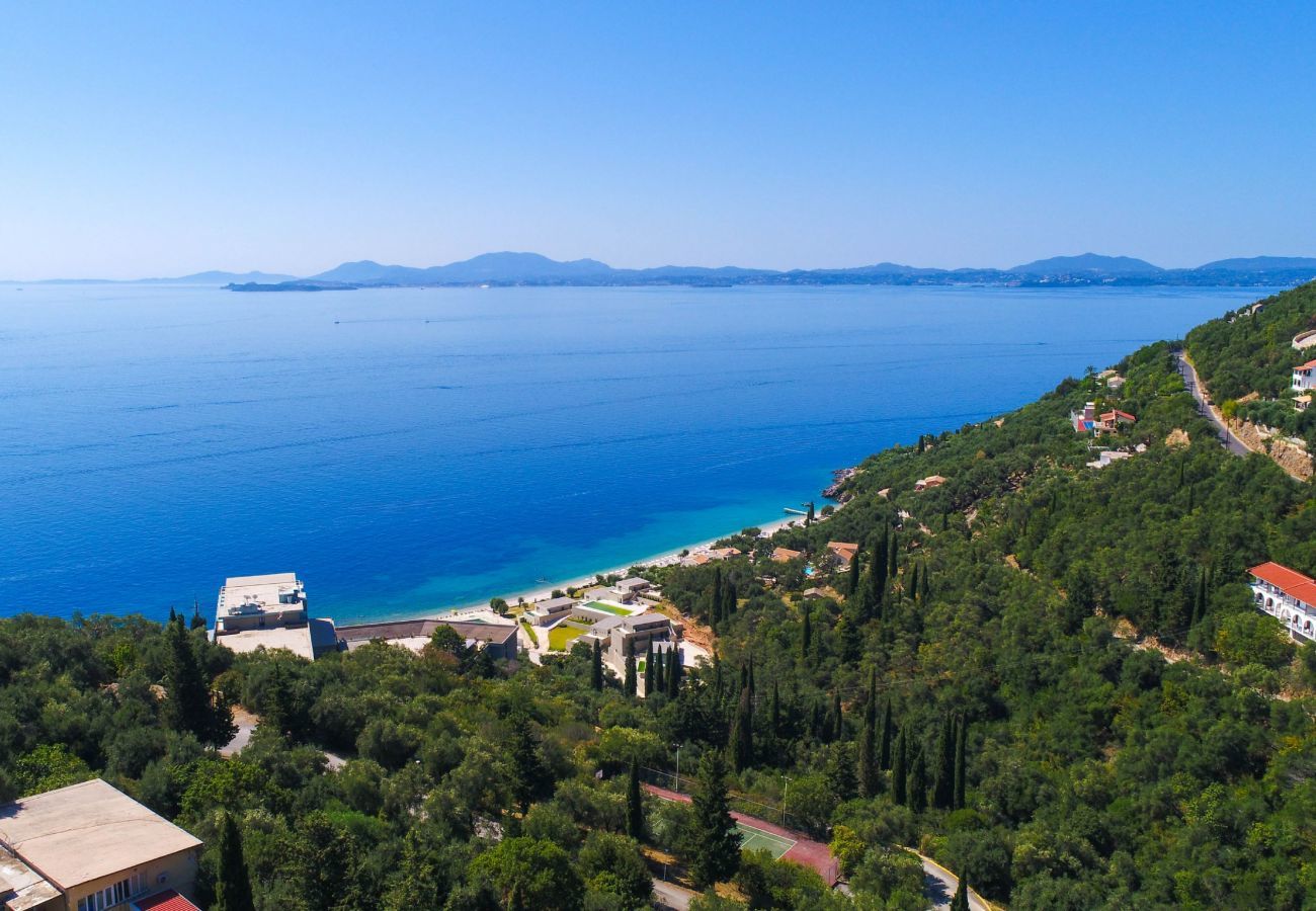 Villa Krouzeri is a detached villa with private pool and panoramic sea view in Agni Bay, Corfu