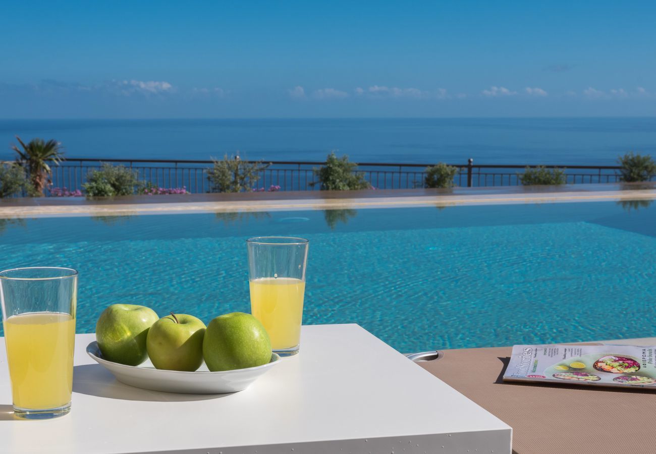 Villa Harmonia is a cozy detached villa with private pool and panoramic view over the sea in Lygaria, Crete