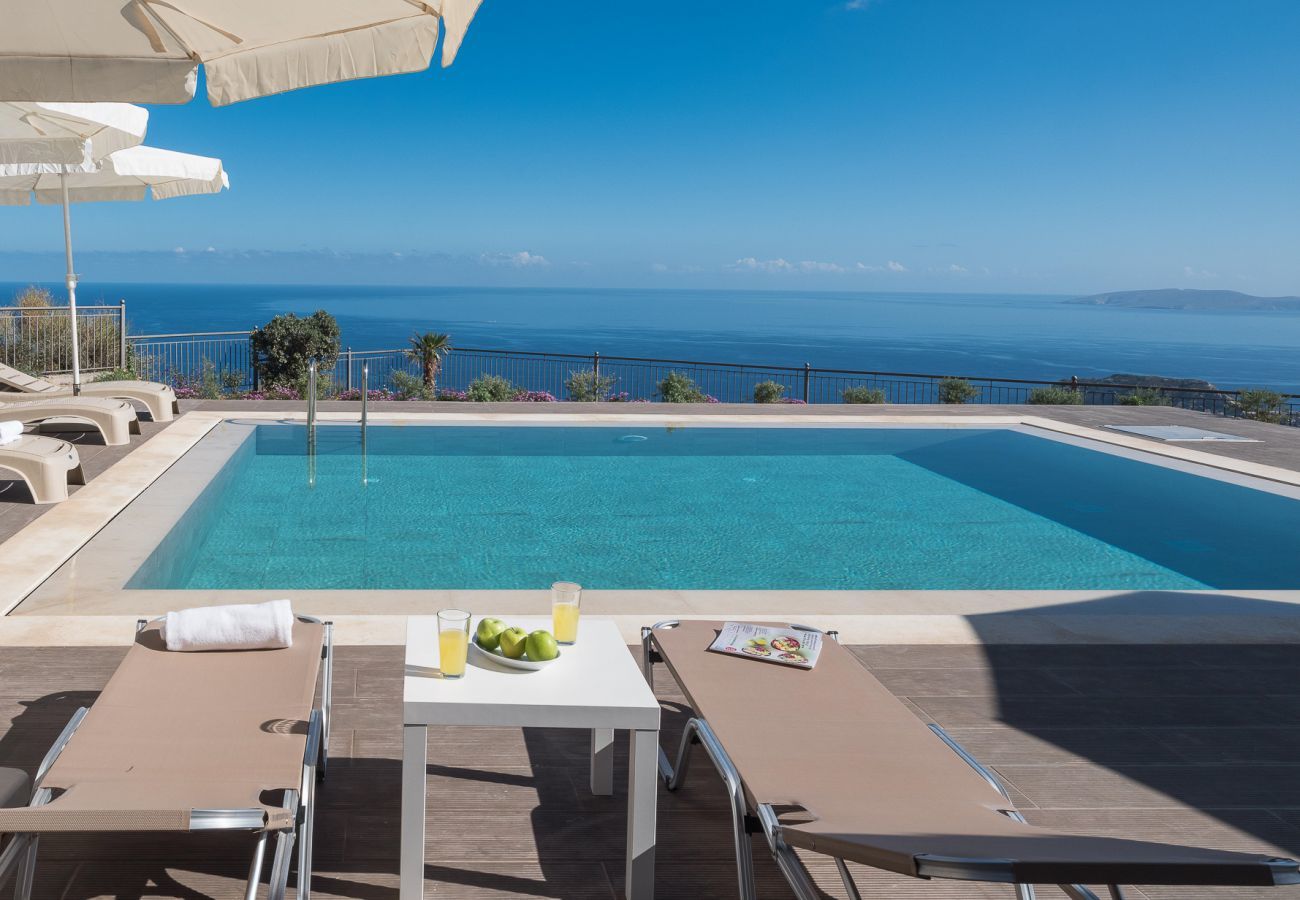 Villa Harmonia is a cozy detached villa with private pool and panoramic view over the sea in Lygaria, Crete