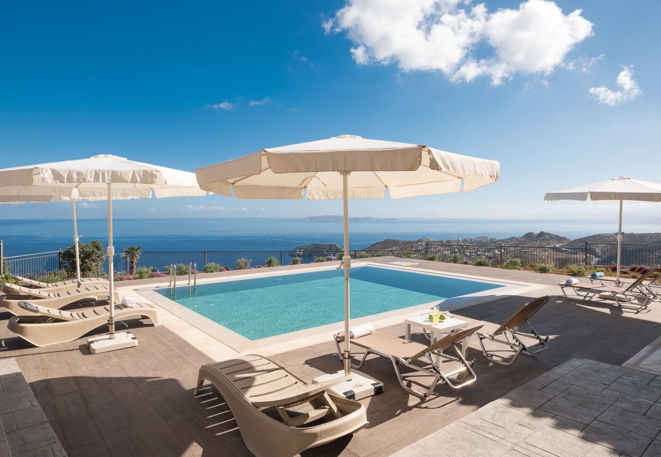 Villa Harmonia is a cozy detached villa with private pool and panoramic view over the sea in Lygaria, Crete