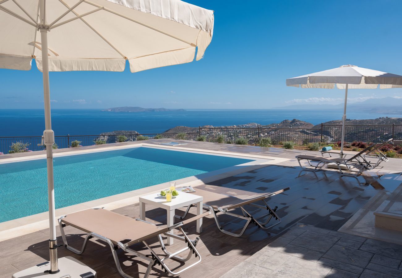 Villa Harmonia is a cozy detached villa with private pool and panoramic view over the sea in Lygaria, Crete