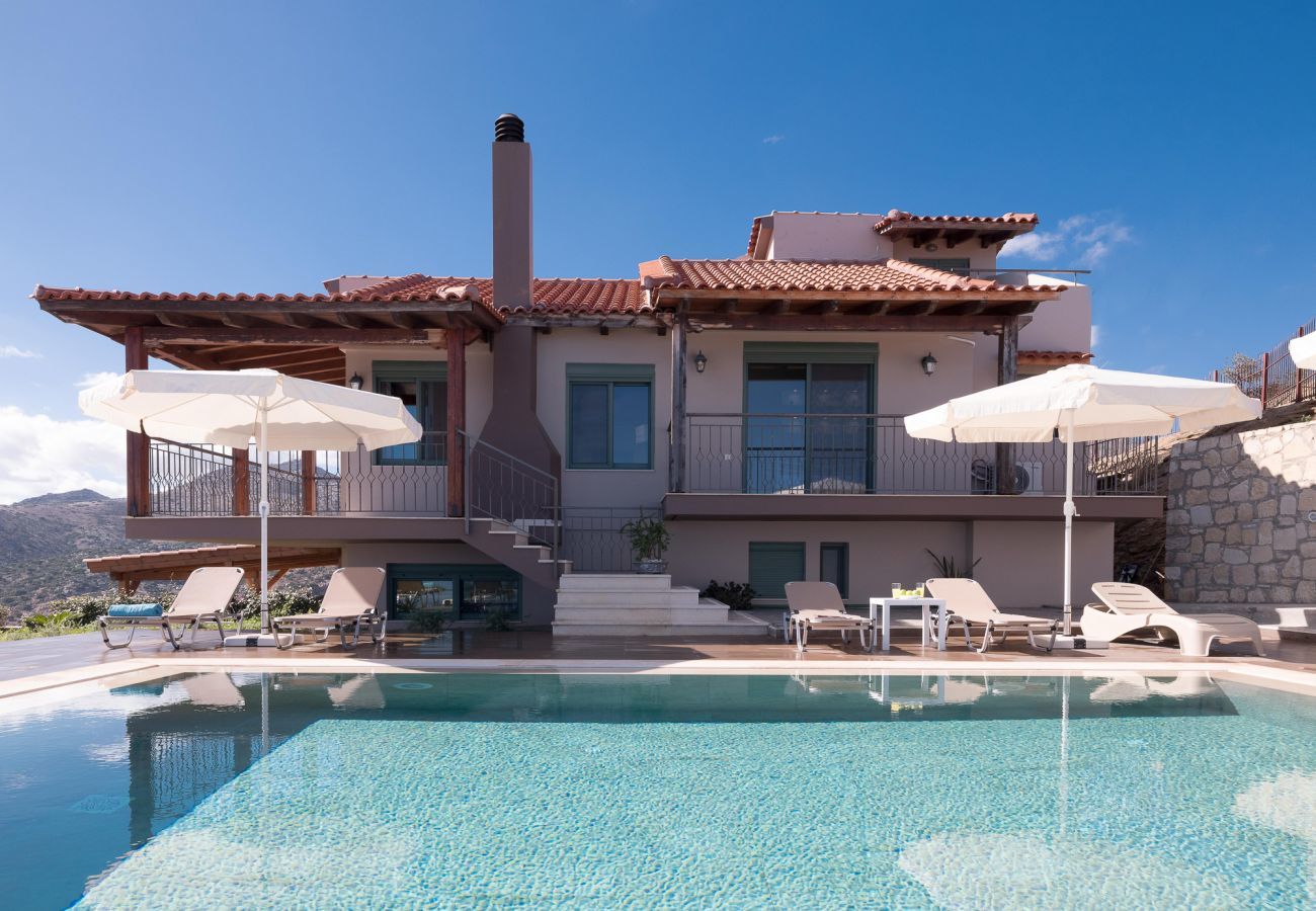 Villa Harmonia is a cozy detached villa with private pool and panoramic view over the sea in Lygaria, Crete