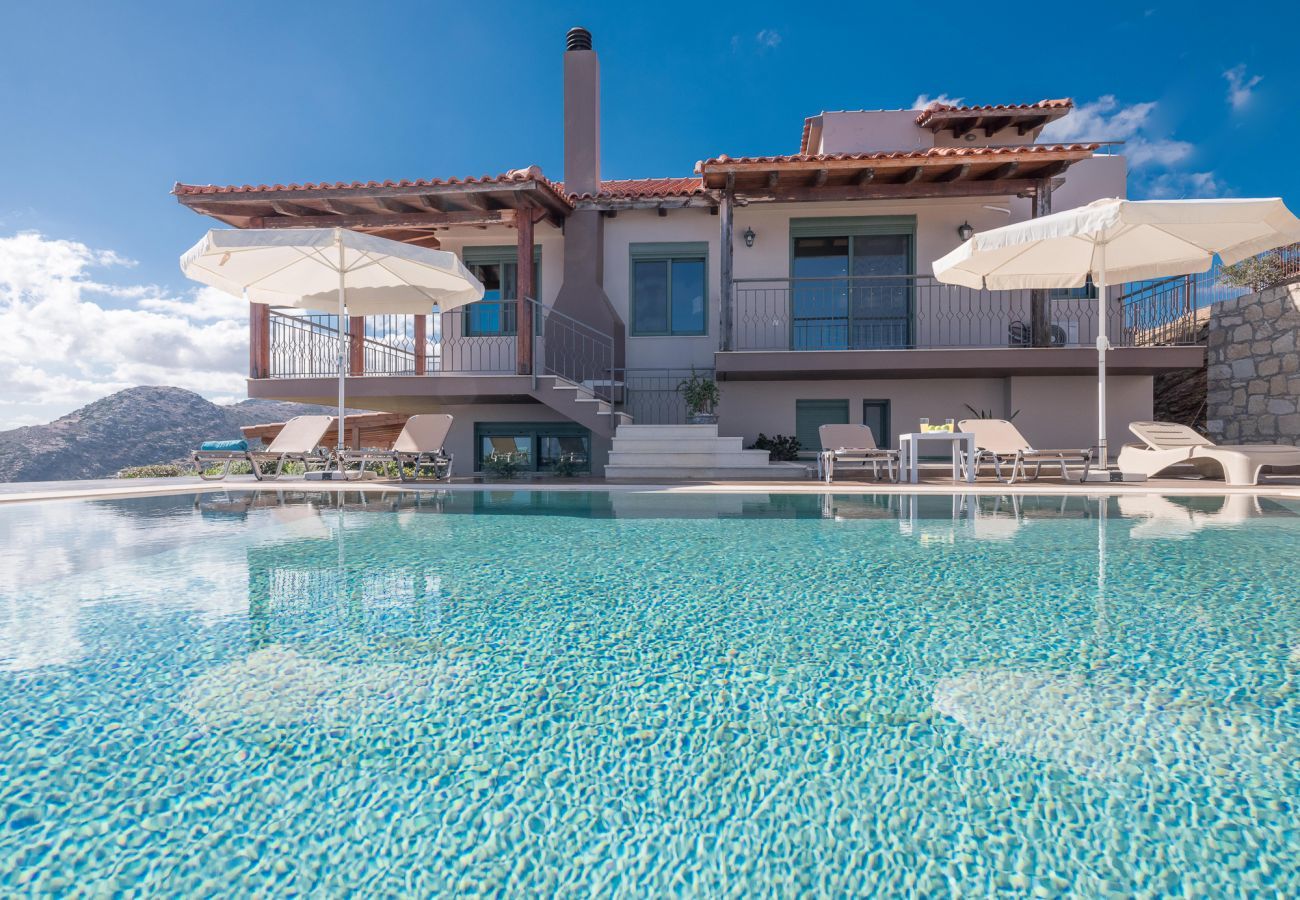 Villa Harmonia is a cozy detached villa with private pool and panoramic view over the sea in Lygaria, Crete