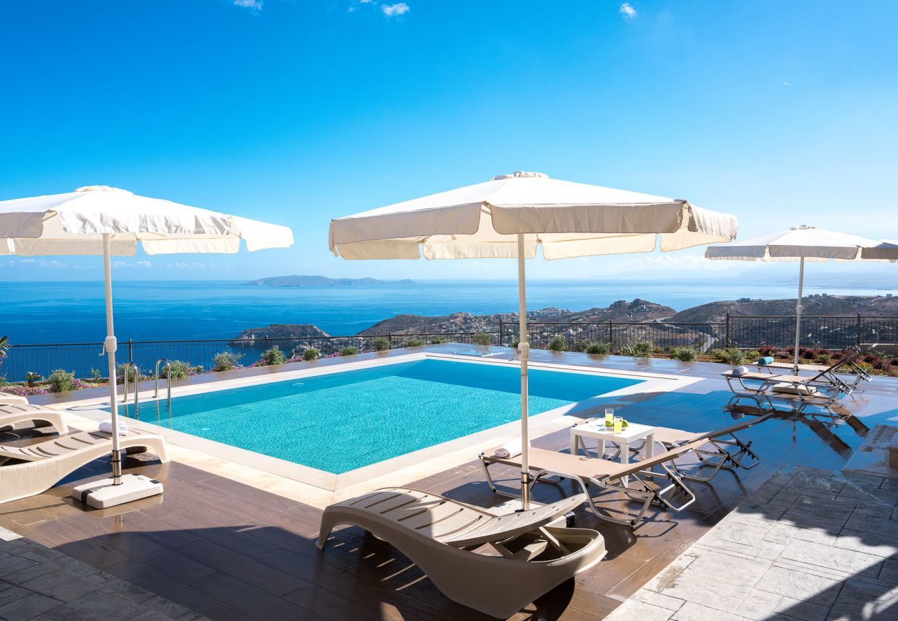 Villa Harmonia is a cozy detached villa with private pool and panoramic view over the sea in Lygaria, Crete