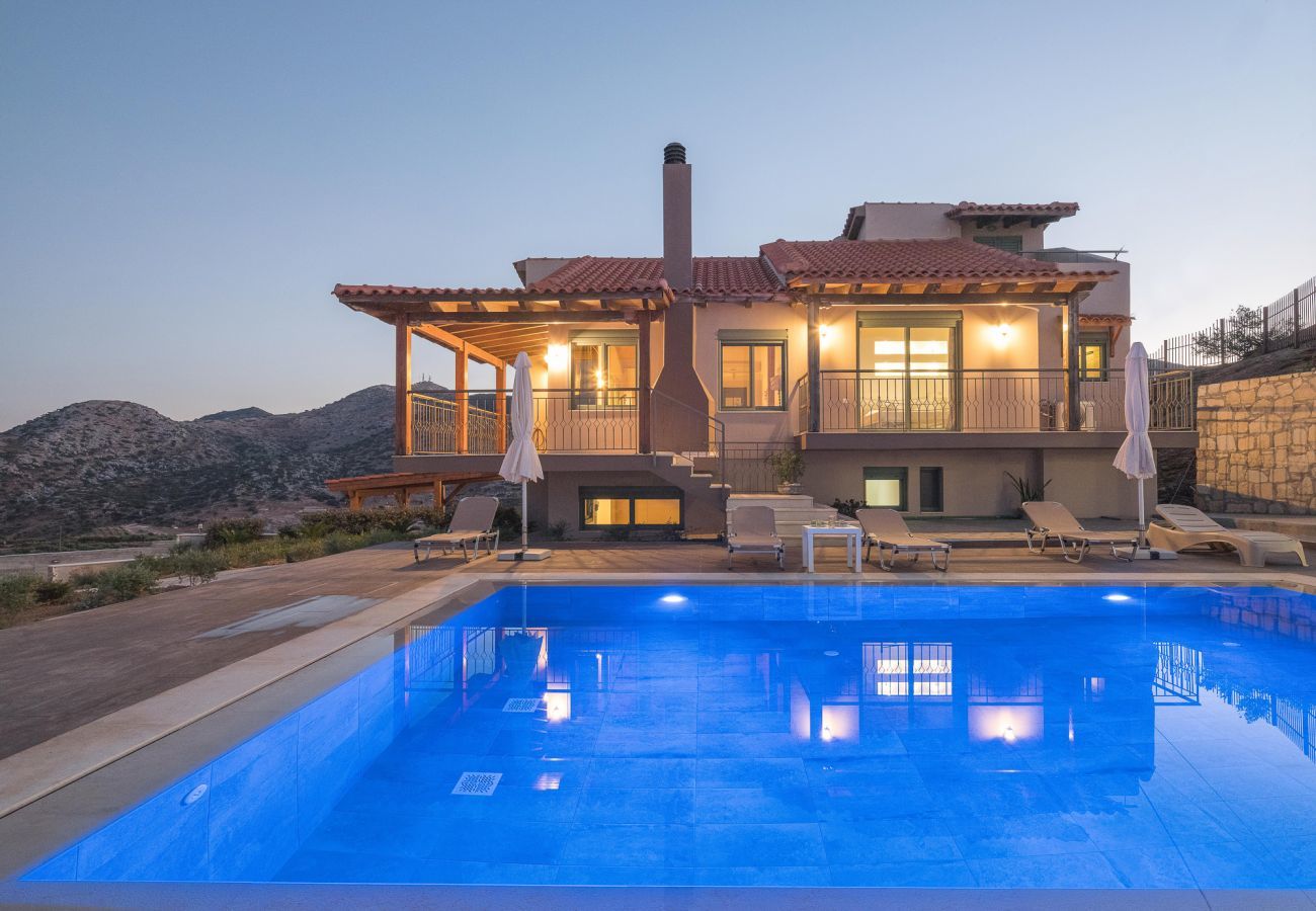 Villa Harmonia is a cozy detached villa with private pool and panoramic view over the sea in Lygaria, Crete