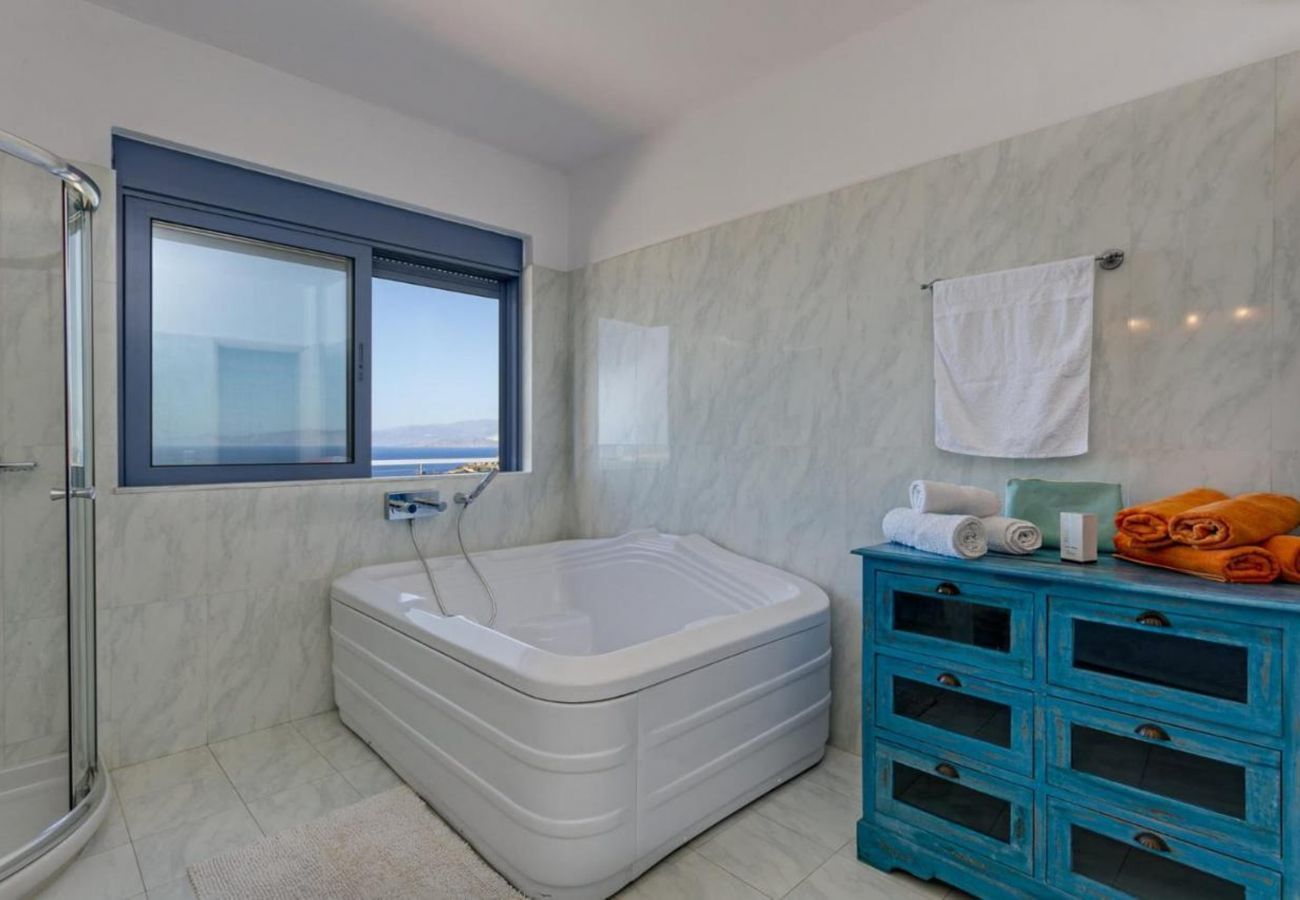 Villa Elounda is a detached villa with private pool and panoramic view over the sea located on a mountain in Elounda, Crete