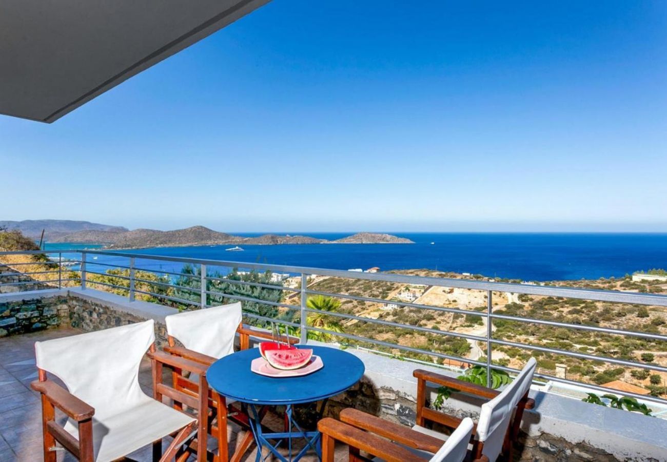 Villa Elounda is a detached villa with private pool and panoramic view over the sea located on a mountain in Elounda, Crete