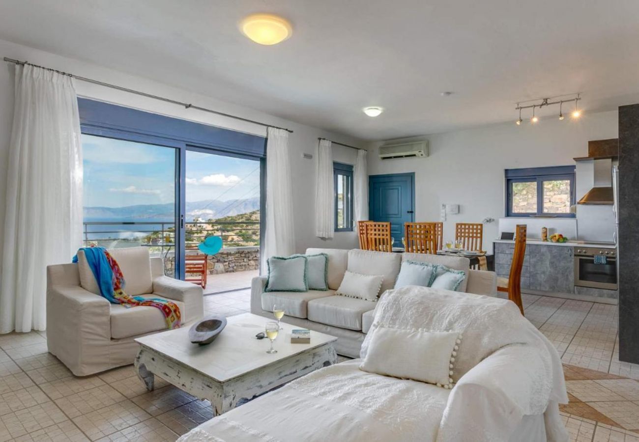 Villa Elounda is a detached villa with private pool and panoramic view over the sea located on a mountain in Elounda, Crete