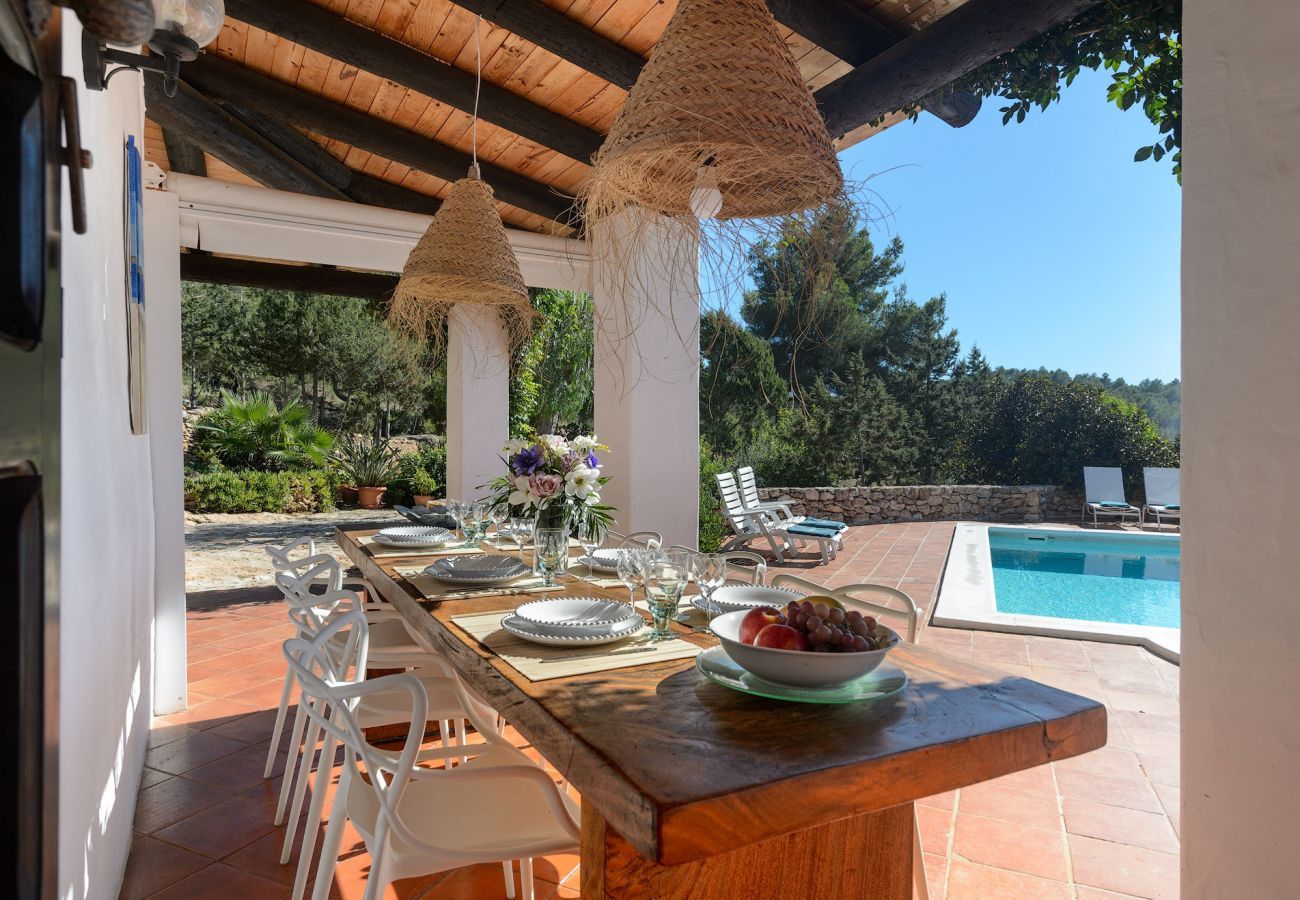 Casa Lila is a stylish holiday home with pool, garden and privacy walking distance of San Carlos, Ibiza