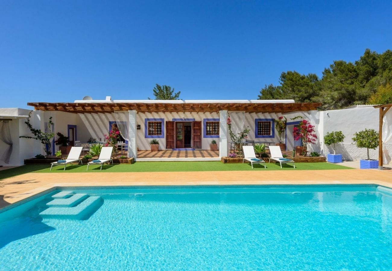 Villa Belicia has a spacious private pool and lots of privacy. With comfortable garden. In Santa Eulalia, Ibiza