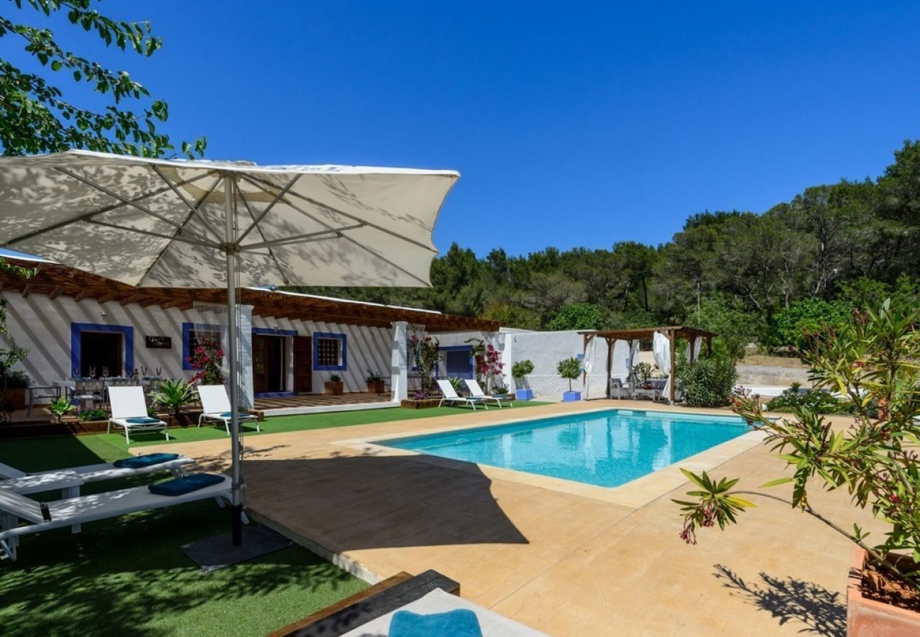 Villa Belicia has a spacious private pool and lots of privacy. With comfortable garden. In Santa Eulalia, Ibiza