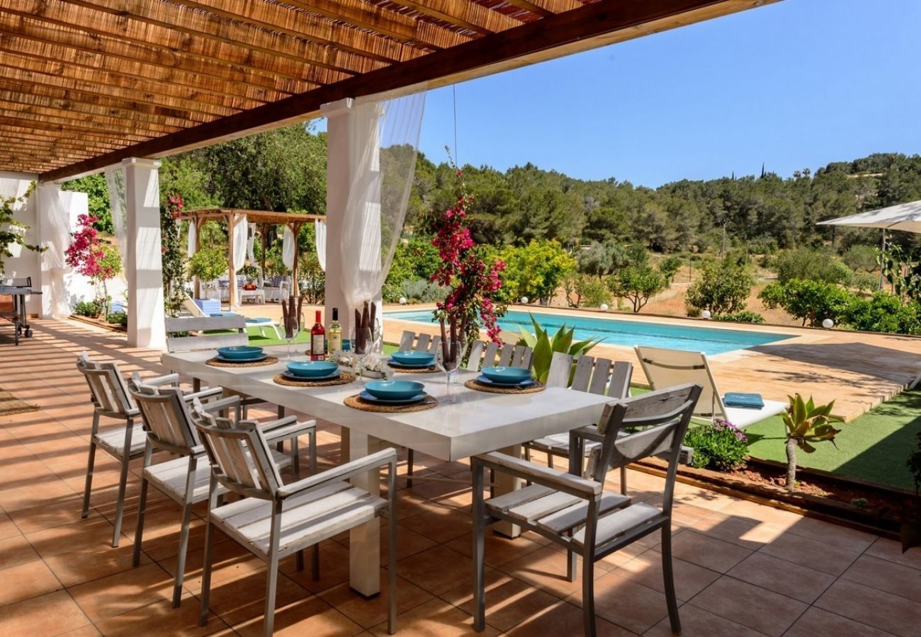 Villa Belicia has a spacious private pool and lots of privacy. With comfortable garden. In Santa Eulalia, Ibiza