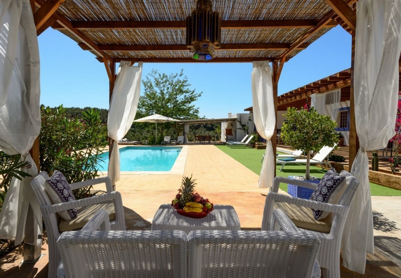 Villa Belicia has a spacious private pool and lots of privacy. With comfortable garden. In Santa Eulalia, Ibiza