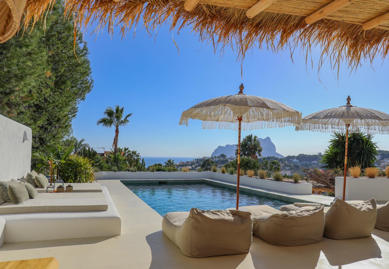 Private pool with view Private pool with sunbeds and view