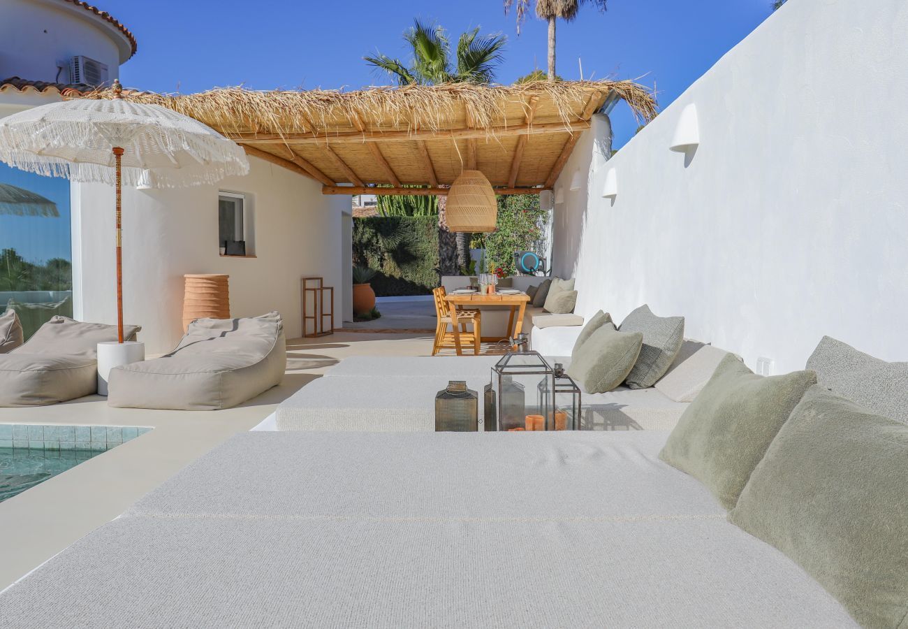 Terrace with sunbeds  Terrace with sunbeds at the private pool